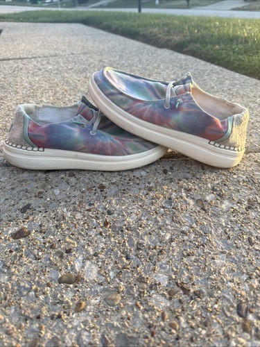 Mocasines ligeros informales sin cordones Hey Dude Wendy Rise Candy Tie Dye para mujer talla 9 - Imagen 14 de 14