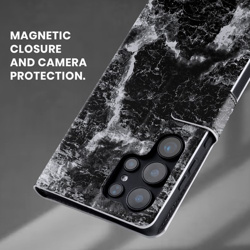 DAVID LOZEAU SKELETON GRUNGE LEATHER BOOK WALLET CASE COVER FOR SAMSUNG PHONES 3 - Picture 4 of 13