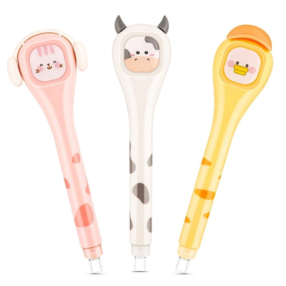 Lindo bolígrafo blanco Japón seco 3 piezas con aplicador de bolígrafo Kawaii fácil de usar
