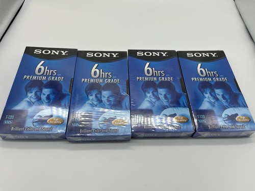 Sony Leere VHS Kassetten 4er Pack T-120VL 6HR Premium Qualität Brandneu Versiegelt - Bild 1 von 2