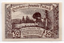 1920 Austria Haibach Notgeld 50 Heller Note (3158)