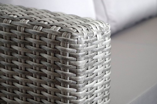 Möbelgruppe DINING aus Alu und Polyrattan Sessel Hocker Tisch Polster Kissen S/4 - Bild 4 von 8