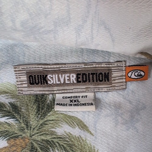 Quiksilver Hemd Herren 2XL hellblau geblümt Hawaii Holz Knopfleiste Strand - Bild 2 von 11