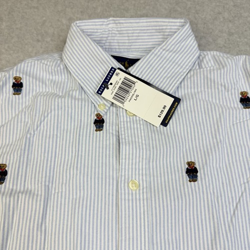 Polo Ralph Lauren Polo Bear geknöpftes Oberteil Hemd gestreift Damen Large 129,99 $ - Bild 2 von 9