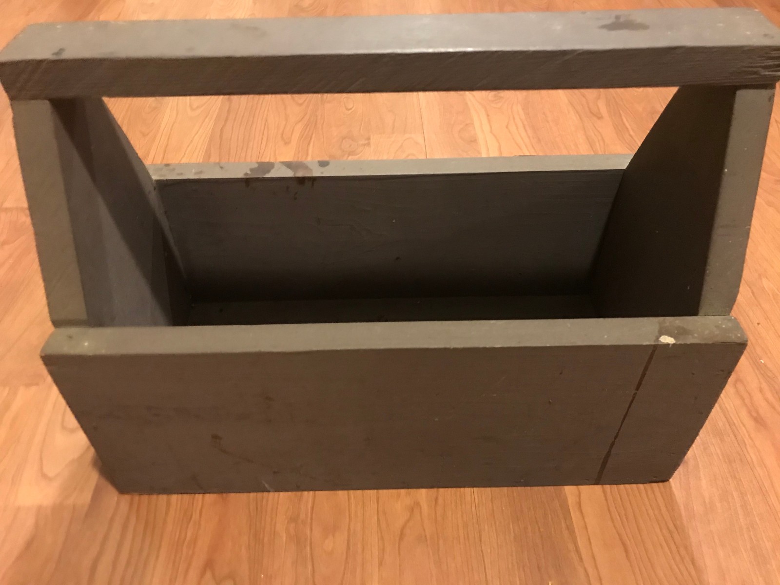 VTG-Painted wooden tool carrier-1940s?-caddy-tote-primitive-farmhouse-country