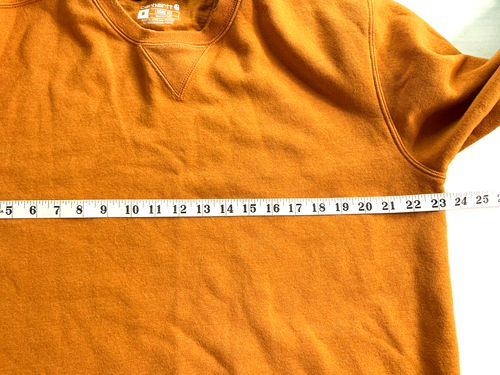 Felpa Carhartt uomo M vestibilità ampia arancione cotone poli manica lunga abbigliamento da lavoro fienile - Foto 8 di 11