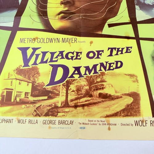 1960 Village Of The Damned Original 22x28 Half Sheet Movie Poster Kult Horror - Bild 3 von 8