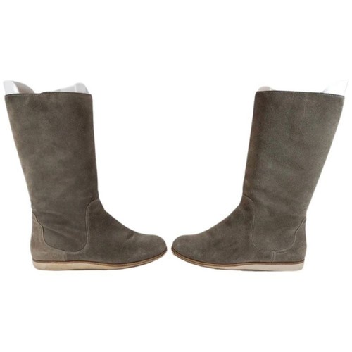 PRADA Boots Size 37 6.5 Womens Grey Mid Calf Sherling Winter Luxury Designer - Picture 12 of 12