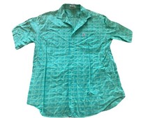 Vintage Surf Gear Men Button Up Shirt Short Sleeve Size L abstract beach Waves