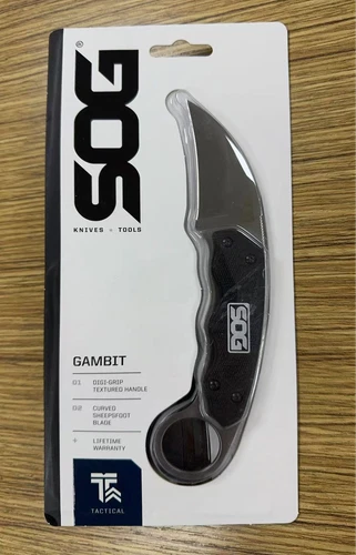 Sog Gambit Knive with Curved Sheepsfoot Blade & Digi-Grip Textured Handle - product listing photo