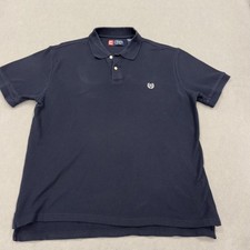 Chaps Polo Shirt Mens Large Navy Blue Pique 100 Cotton Embroidered Crest Logo