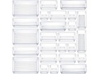 MPM 25pcs Drawer Organizer, 4 Sizes Clear Plastic Desk Divider Storage Bins,