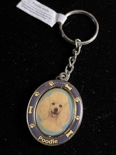 POODLE SPINNING KEY RING CHAIN by E&S Pets - WHITE -  QUALITY - NEW WITH TAG