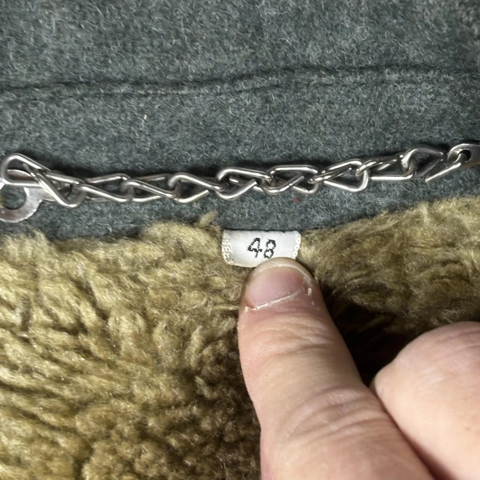 Vintage Great Western Coat Mens 48 Gray Wool Deep Pile Borg Lined Overcoat 70s - Image 3 of 4