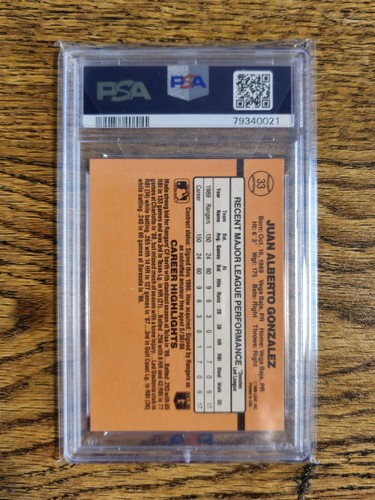 Juan Gonzalez 1990 Donruss RC #33 PSA 10 - Bild 2 von 2