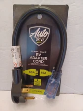 AUTO DRIVE RV Power Adapter Cord 30 Amp - 15 Amp NEW