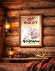 Vintage 1994 Miller High Life Badger State Wisconsin Beer Advertise Mirror Sign