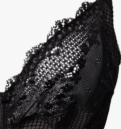 Elomi Charley Stretch Plunge Bra 38I 38 I Plus Underwire Mesh Floral Lace Black - Picture 7 of 12
