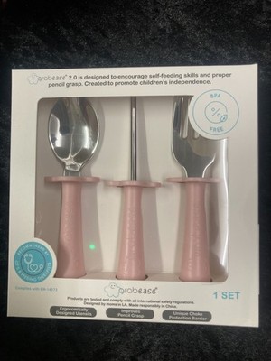 Kleinkind Silberbesteck Set Gabel Löffel & Messer Grabease Rosa