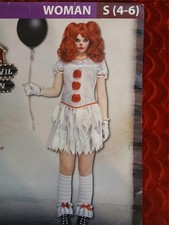 DELUXE PENNYWISE CLOWN GIRL HALLOWEEN COSTUME  WIG - ADULT S 4-6 - HORROR