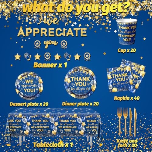 We Appreciate You Decorations Tableware set, 142Pcs Thank You for All You Do - Picture 7 of 7