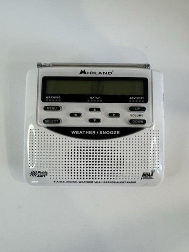 Midland WR-120 White Emergency Weather Alert Radio & Alarm Clock with AC Adapter - Picture 4 of 11