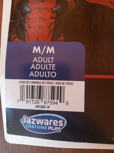 Jazwares Marvel Deadpool Adult Costume Size Medium Adult - Picture 2 of 2