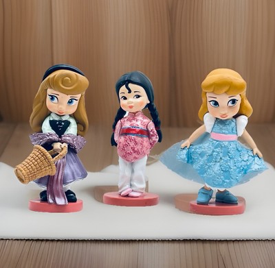 Disney Store Animators Mini Princess 3 Toddler Figures Cinderella Mulan Aurora 