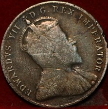 1907 Canada 10 Cents Silver Foreign Coin