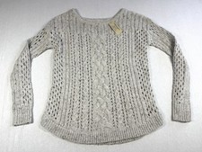 American Eagle Chunky Open Knit Sweater XS Cream Pullover Soft Cozy Wool NWT