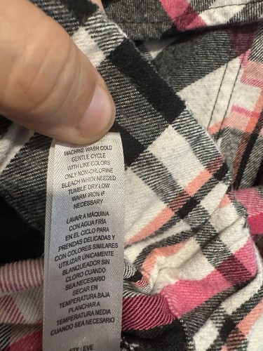Chaqueta a cuadros Jolie & Joy By FCT With Love para mujer de franela negra y rosa talla L - Imagen 4 de 4
