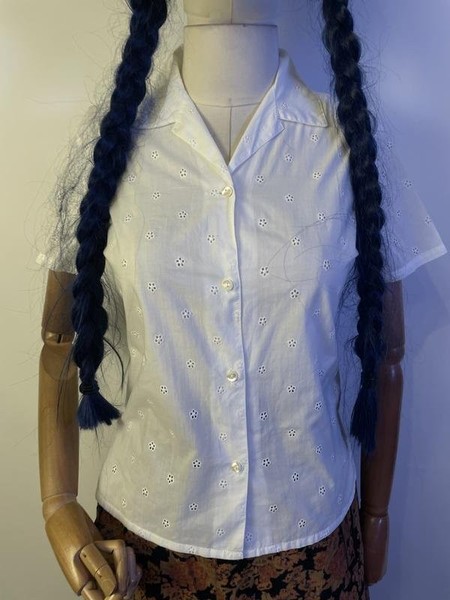 Women Laura Ashley Shirt White Cotton 36 / S / 44 #A35J
