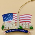 Washington DC Metal Christmas Ornament Holiday Décor Patriotic Flag 3 7/8" X 3"