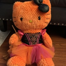 Hello Kitty Build A Bear Halloween Orange 18" Plush w/ Bow  Dress 2011 Retired 