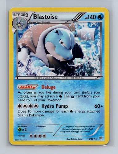 Blastoise 16/101 Holo Rare Plasma Blast Pokemon Moderately Played