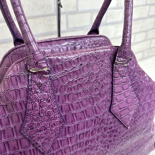 Vivienne Westwood Tasche Handtasche Kroko-Prägung Lila Leder Selten Vintage - Bild 9 von 12