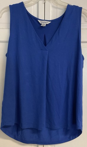 Tommy Bahama Shirt Top Blouse Pullover V-Neck Small Blue Sleeveless - Picture 1 of 6