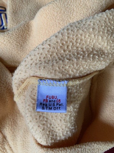 Vintage Fubu Jacket Boys XL 20 Yellow 1/4 Zip Fleece Pullover Lightweight Logo - Picture 6 of 8