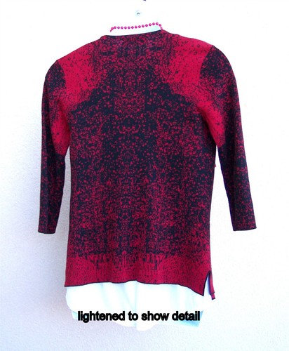 Cárdigan Kasper Rojo Negro Cascada Suéter Chaqueta Talla PM Tejido Topper VACACIONES DE NAVIDAD - Imagen 10 de 13