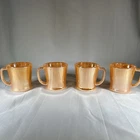 Set of 4 Vintage Fire-King Peach Lustre D-Handle Coffee Mugs Milk Glass MCM
