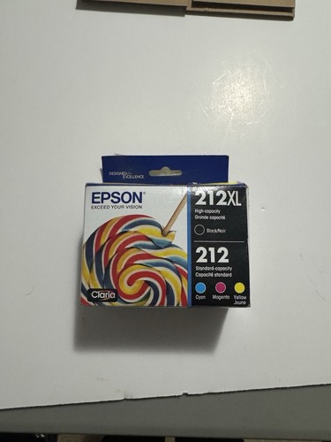 Epson 212XL Black 212 Cyan Magenta Yellow Ink Cartridge T212XL-BCS Genuine 10/27