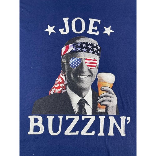 Joe Biden Shirt Mens Large Tee Blue Buzzin FJB F*ck Lets Go Brandon Satire - Picture 2 of 10