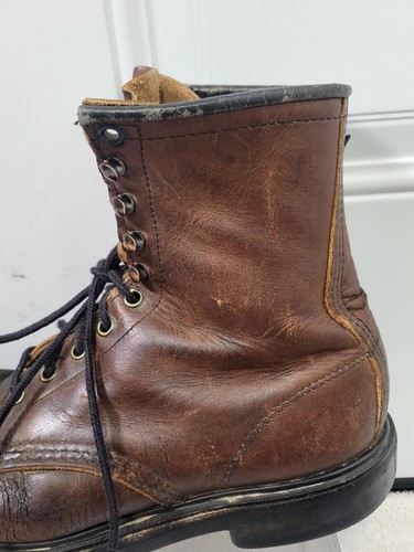 Vtg Red Wing Mens Sz 8.5 D Brown Lace Up Leather Work Boots 953 USA Iron Work - Picture 7 of 20