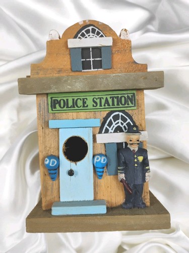 Rustic Vintage Style Wooden Birdhouse Decorative Police Station   - Picture 1 of 7