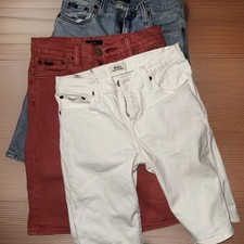 3 POLO Ralph Lauren Boys white peach Sullivan Slim fit Denim shorts size 14 lot