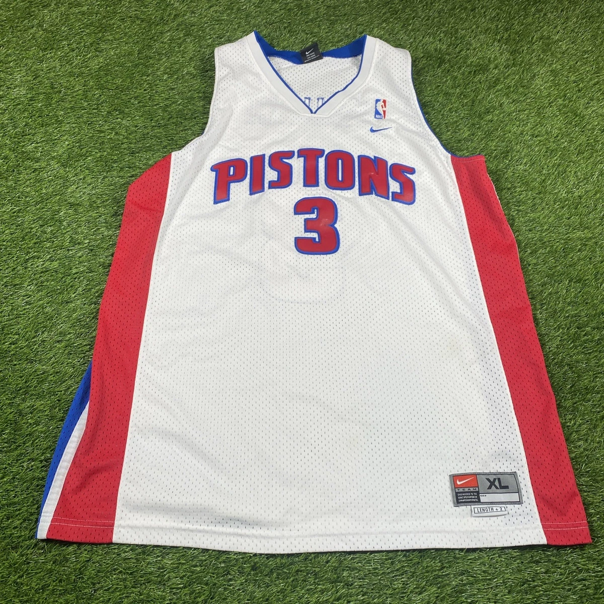 NIKE ナイキ ゲームシャツ タンクトップ Ben Wallace サイズL デトロイト ピストンズ ホワイト レッド ブルー ポリエステル NBA 美品 中古 4c067713 Ben Wallace Detroit Pistons Nike Jersey Swingman White NBA Sewn