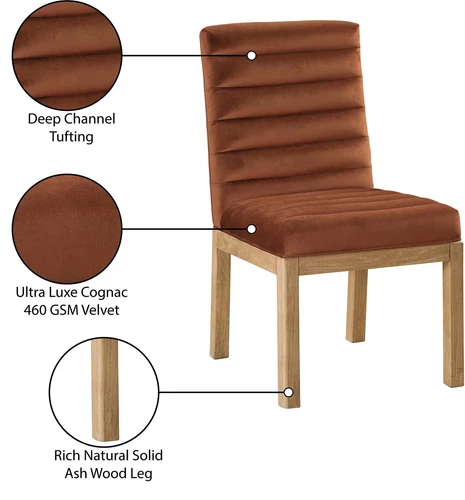 Meridian Furniture - Evelyn Cognac Velvet Dining Chair - Thumbnail 4