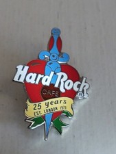 Hard Rock Cafe Blue Dagger In Front Of Red Heart 25 Years Est London 1971 Pin