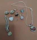 Grandmas old Costume Jewelry Lot 10 Vintage Rings, Necklaces, Earing