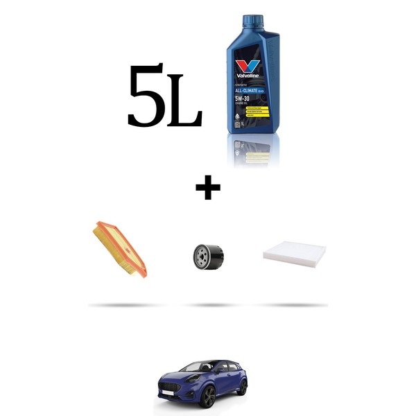 Hoffcar Wartungsset 3 Filter Und 5L ÖL FüR Ford Puma II 1.0 Flexifuel 92KW-image